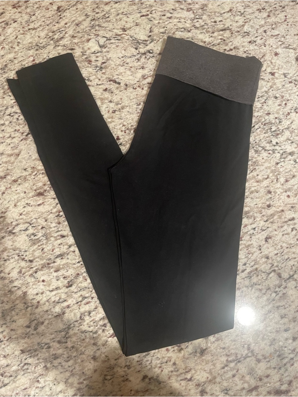 Victoria's Secret Y2K Black Leggings with Dark Gray Waistband